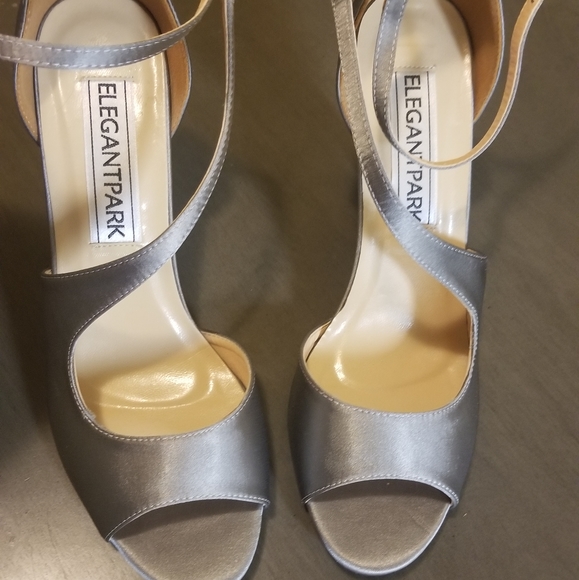 ElegantPark Women's Peep Toe High Heels Ankle Straps Buckles Satin Evening Party - Picture 3 of 8